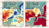 Regional Map projection of sea surface temperature and tropical cyclone potential energy over the Gulf of America